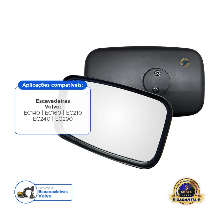 14564772 / Espelho Retrovisor Universal Com Lente Escavadeira Volvo