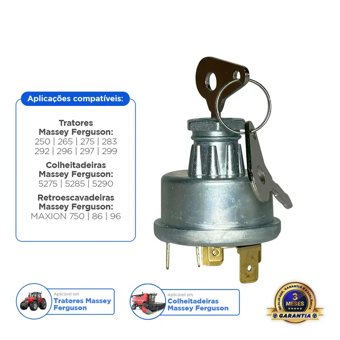 3146008 / Chave de Partida da Ignição Aplicável Massey Ferguson