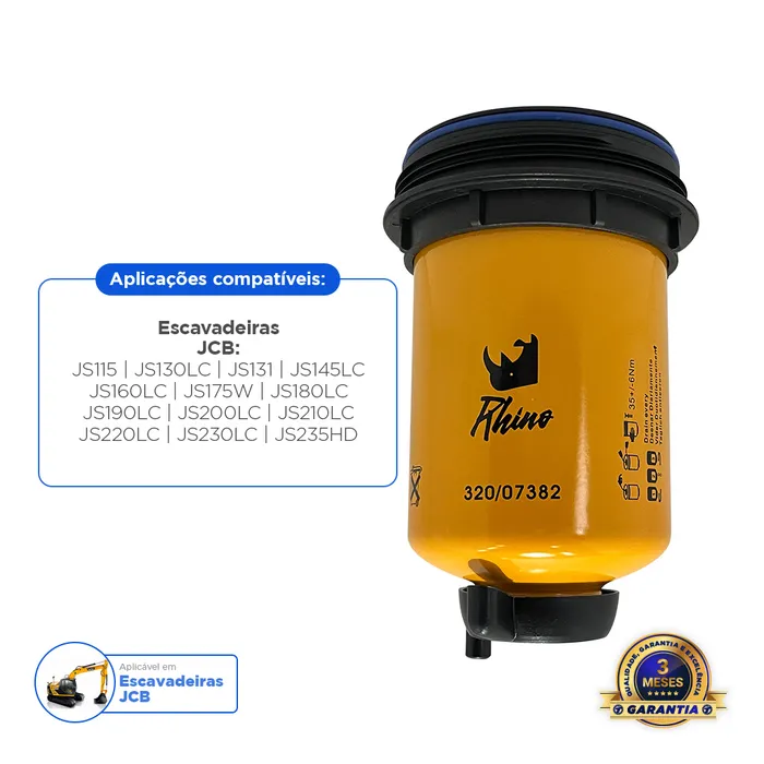 32007382 / Filtro Separador Combustível Aplicável JCB