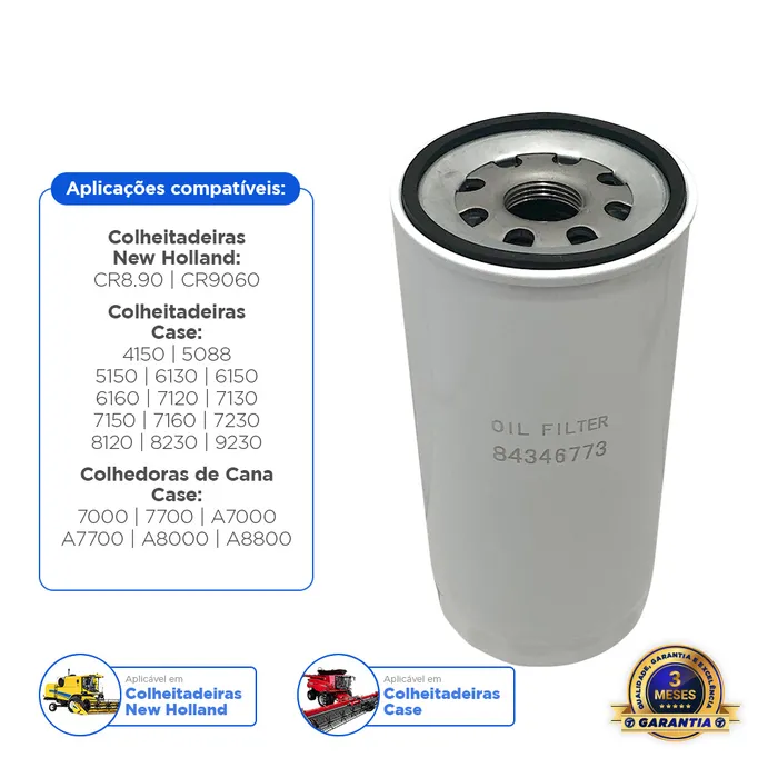 48028753 / Filtro Óleo Hidráulico Motor Aplicável New Holland