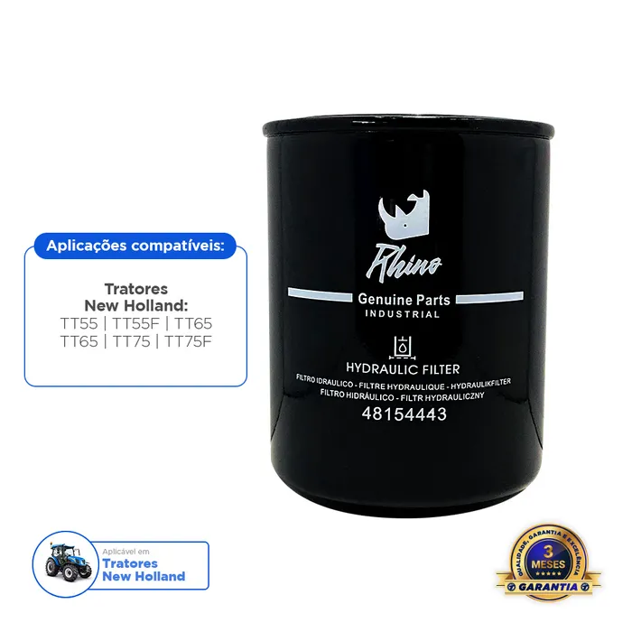 48154443 / Filtro de Óleo Hidráulico Aplicável New Holland