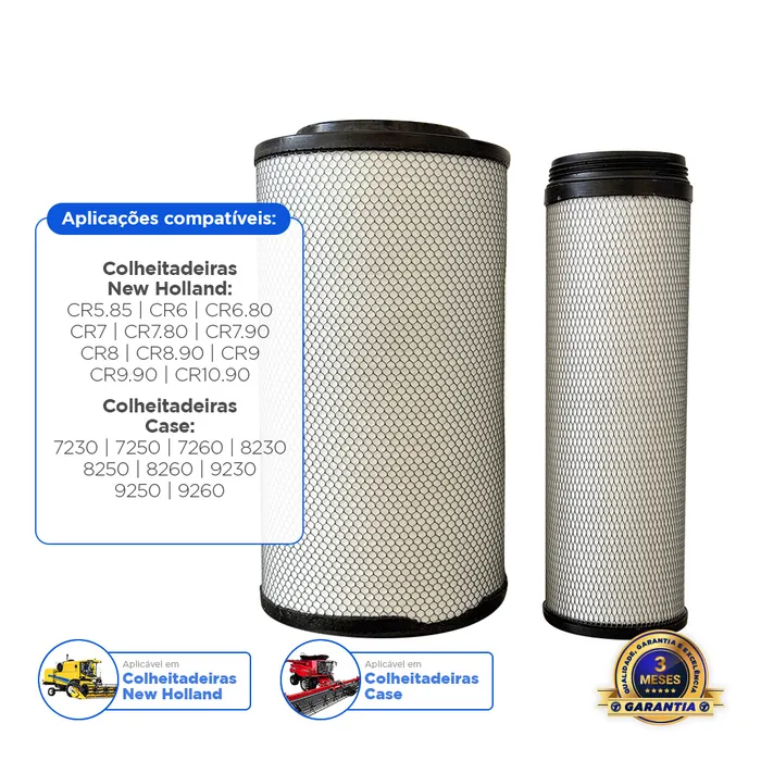 84305930 / Kit Filtro Ar Motor Aplicável New Holland