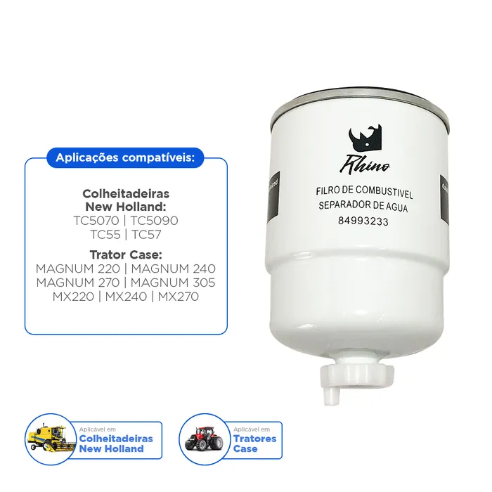 Filtro Combustível Aplicável Máquinas Case New Holland - 84993233