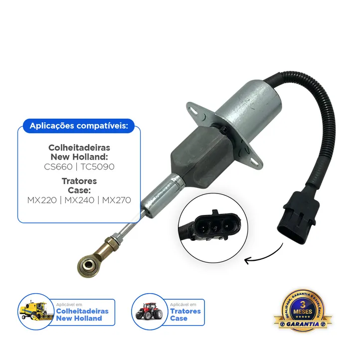 87420950 /Solenoide De Parada 12v Aplicável Colheitadeiras New Holland