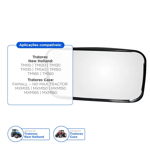 Espelho do Retrovisor Aplicável New Holland - 82014840