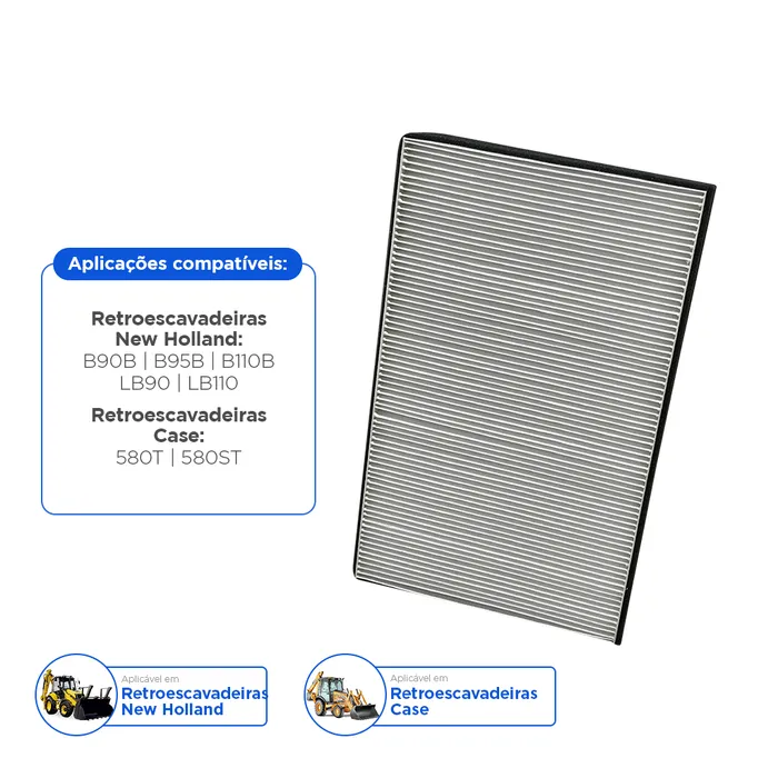 47675769 / Filtro De Ar Cabine Aplicável Retroescavadeiras New Holland