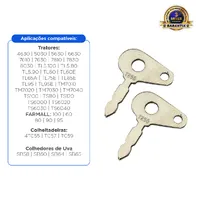 Kit 02 Chaves Ignição Aplicável Trator New Holland Case - 47725842 - imagem 2