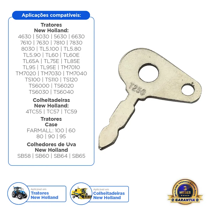 47725842 / Chave Da Ignição Aplicável Trator Case New Holland