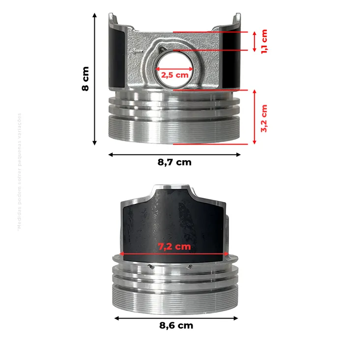 6655177 / Pistão do Motor Kubota V2203 Aplicável Máquinas Bobcat - 