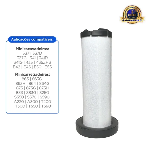 Filtro De Ar Secundário Motor Kubota Aplicável Máquinas Bobcat - 6698058