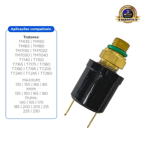 Interruptor Elétrico Pressão do Óleo Aplicável Tratores New Holland / Case - 82008236