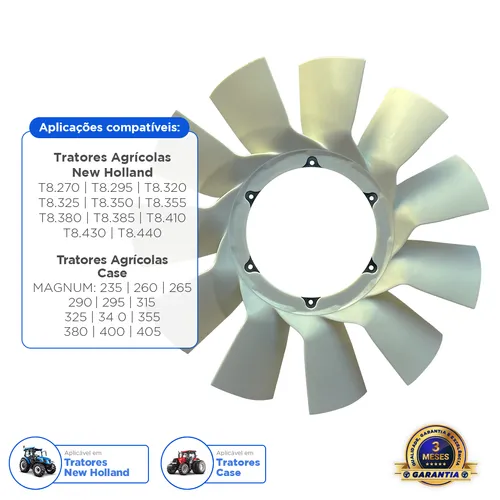 Hélice Do Radiador Aplicável Trator New Holland / Case - 84278713