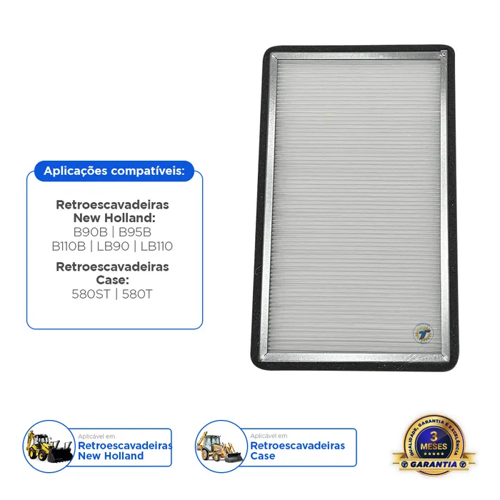 87314367 / Filtro De Ar Cabine Aplicável Retroescavadeiras New Holland
