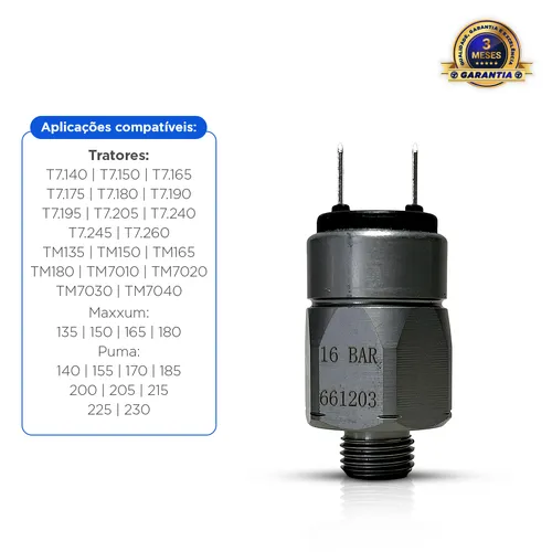 Sensor De Pressão De Óleo Aplicável Trator New Holland Case - 87395493