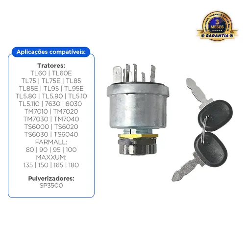 Interruptor De Ignição Aplicável Trator New Holland - 87523122