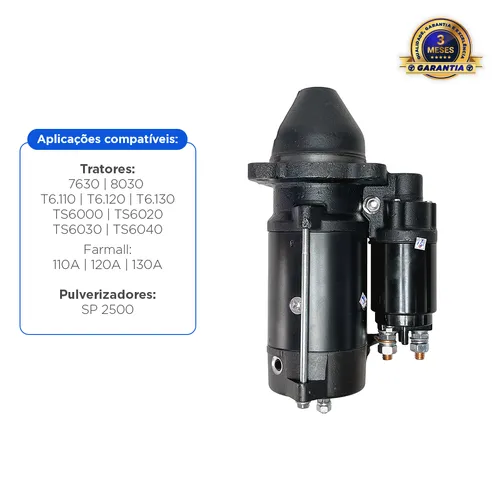 Motor De Partida 12v Aplicável Trator New Holland e Case - 87583927