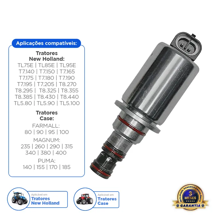 Válvula Solenoide 12v Aplicável Trator New Holland - 84273815