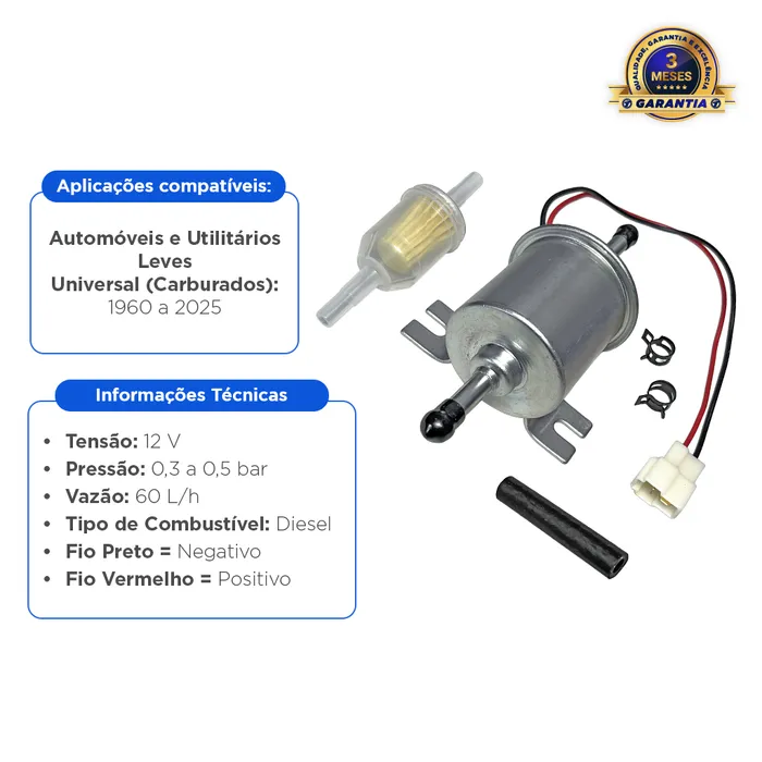 GI6010 | Bomba Elétrica Combustível Diesel 12V Aplicável