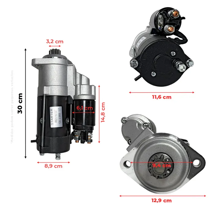 RE516157 / Motor de Partida 12v Aplicável Tratores John Deere