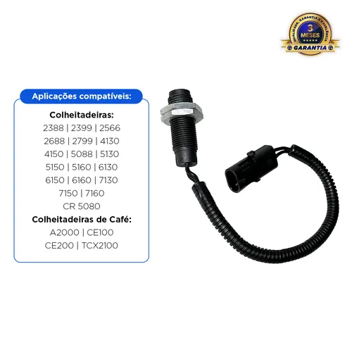 Sensor De Velocidade RPM Aplicável Colheitadeira Case / New Holland - 245193C1