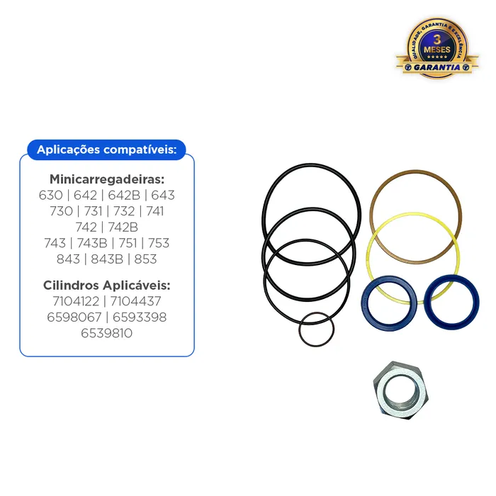 Kit De Vedação Do Cilindro Hidráulico Aplicável Minicarregadeira Bobcat - 6804605