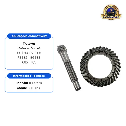 Coroa Pinhão Diferencial Aplicável Trator Valmet - 80495500