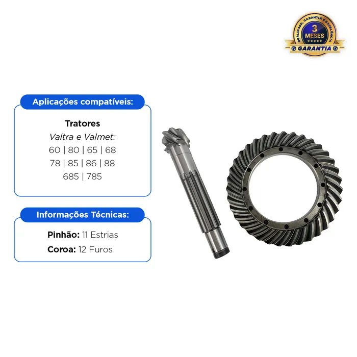 Coroa Pinhão Diferencial Aplicável Trator Valmet - 80495500