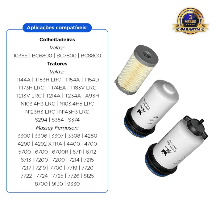 Kit De Filtro De Combustível Trator Valtra - 837091385