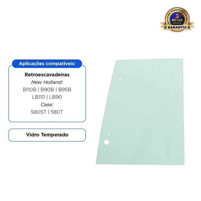 85801626 / Vidro Superior Porta Aplicável Retroescavadeira New Holland