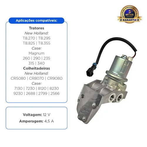 Bomba Elétrica De Combustível Aplicável Colheitadeira Case / New Holland - 87676818