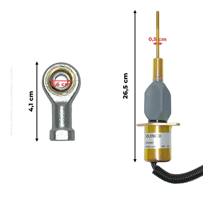 RE53507 / Solenoide De Parada 12v Colheitadeira / Trator John Deere