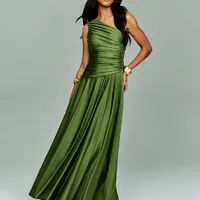 Vestido de Festa Um Ombro Só Drapeado Verde Oliva Liverpool - imagem 4