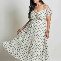VESTIDO PLUS SIZE POÁ MARIAS BRANCO - imagem 1