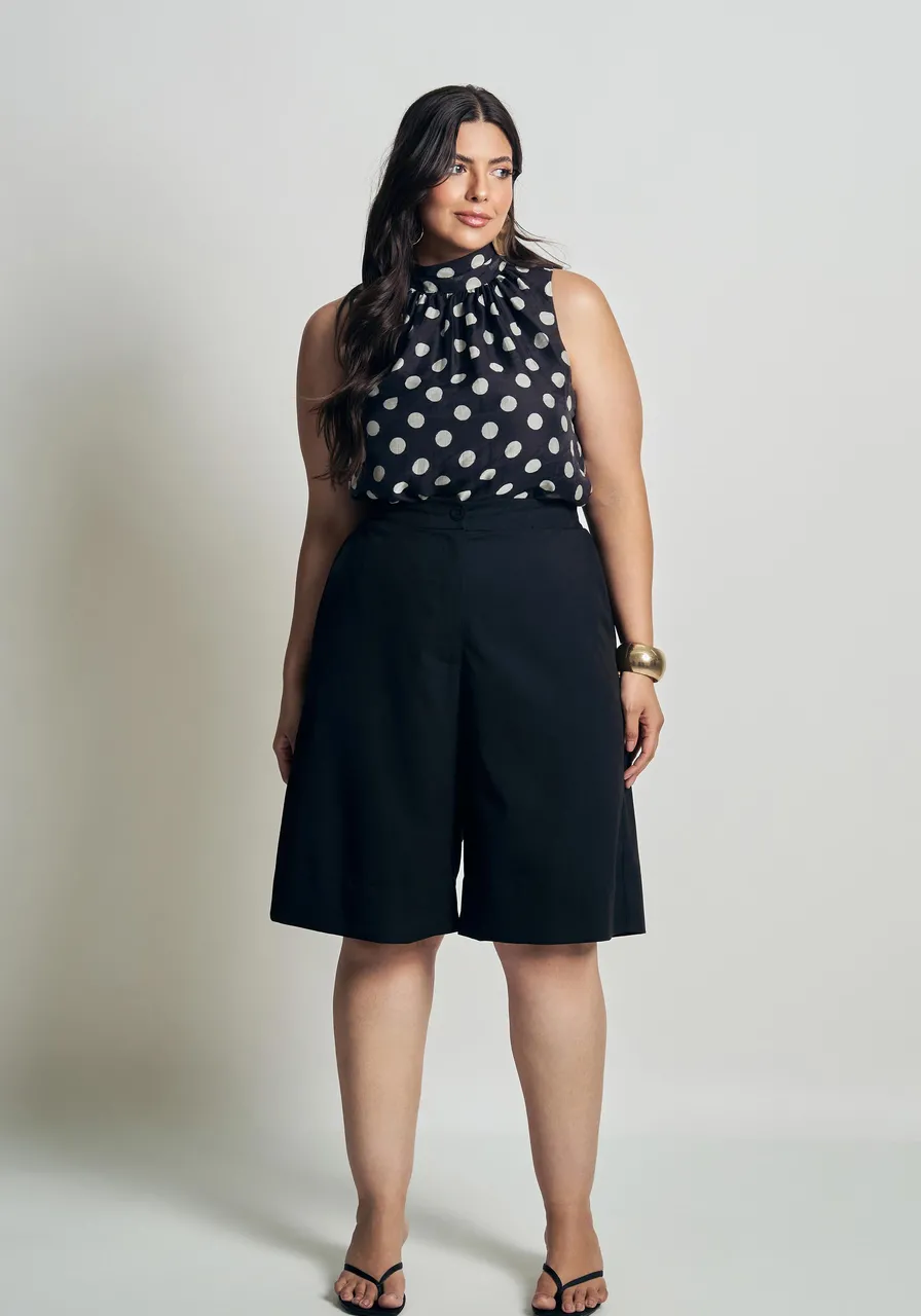 BLUSA POÁ GOLA ALTA PRETO