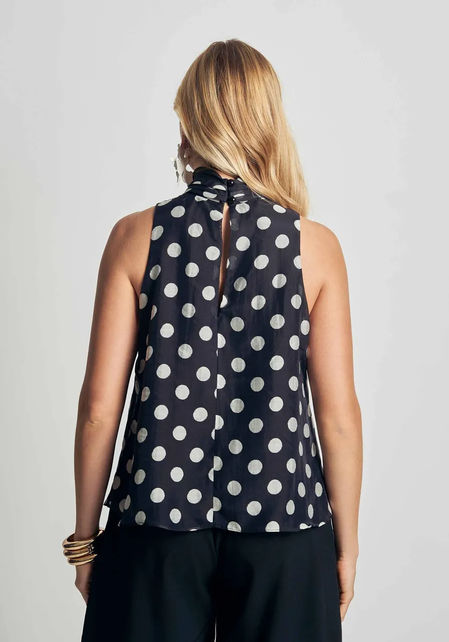 BLUSA POÁ GOLA ALTA PRETO