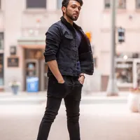 Calça Jeans Masculina Reta Preta - imagem 1