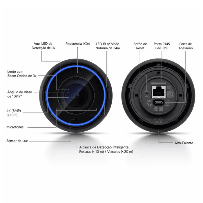 Câmera Inteligente Ubiquiti UniFi UVC-AI-Pro 4K PoE Zoom 3x IP65 
