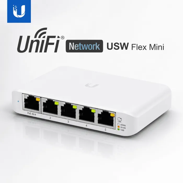 Switch Ubiquiti UniFi USW-Flex-Mini 5 Portas Gigabit PoE RJ45 Gerenciável