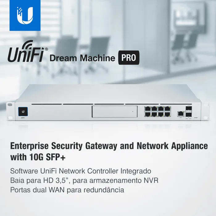 Gateway Roteador Ubiquiti UDM  Pro UniFi 10G SFP+ 8 Portas