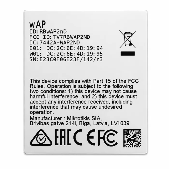 Access Point MikroTik RBwAP2nD WiFi 4 300Mbps PoE Externo Parede Teto RouterOS L4