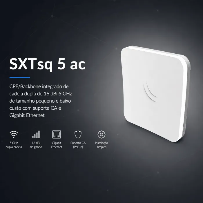 Antena CPE MikroTik SXTsq 5 ac 5GHz 16dBi Gigabit PoE Wireless Externa