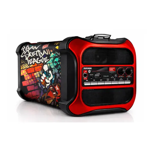 Caixa de Som Telefunken Transport 5 Bluetooth 120W RMS Com Microfone Bateria Recarregável 6h de Autonomia