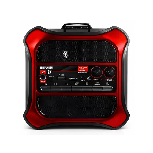 Caixa de Som Telefunken Transport 5 Bluetooth 120W RMS Com Microfone Bateria Recarregável 6h de Autonomia