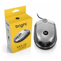 Mouse USB Bright 800 DPI Óptico Com Fio Design Ergonômico Plug and Play - Prata - imagem 1
