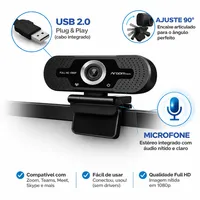 Webcam Argom Tech ARG-WC-9140BK Full HD 1080p Com Microfone USB - Preta - imagem 4