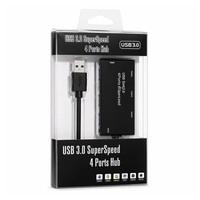 Hub Adaptador USB 3.0 4 Portas 5Gbps DEX BYL-3013 Alta Velocidade