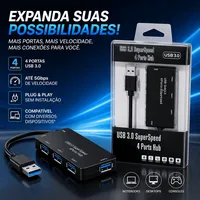 Hub Adaptador USB 3.0 4 Portas 5Gbps DEX BYL-3013 Alta Velocidade - imagem 6