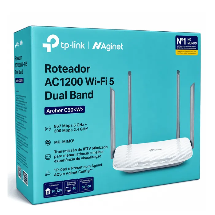 Roteador TP-Link Archer C50 AC1200 WiFi 5 Dual Band 4 Antenas