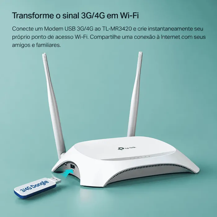 Roteador Modem TP-Link TL-MR3420 3G/4G 300Mbps Wi-Fi USB
