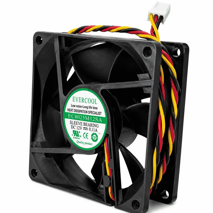 Cooler Fan Evercool EC8025M12SA 80x80x25mm Sleeve 3 Pinos 12V
